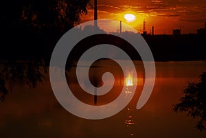 Red fire sunset, wonderful sunset