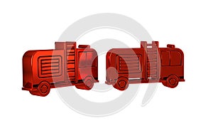 Red Fire truck icon isolated on transparent background. Fire engine. Firefighters emergency vehicle.