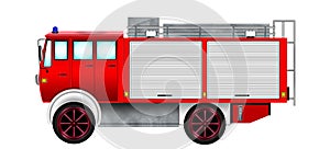 A red fire truck isolated on white background