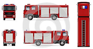 Red fire truck vector mockup