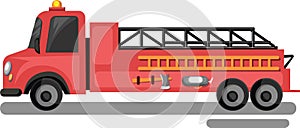 Red fire truck with yellow laders vector illustration photo