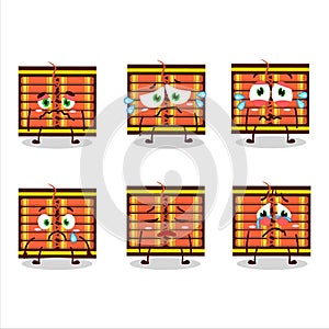 Red firecracker string cartoon character with sad expression