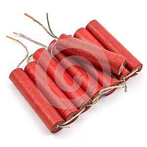 Red firecrackers isolated on white background