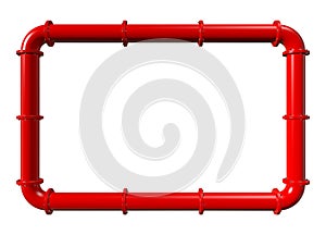 Red firefighting pipeline frame