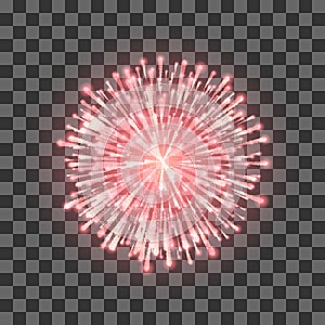 Red Fireworks. Festival beautiful firework. Vector llustration on transparent background photo