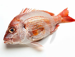 A red fish on a white background