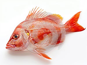 A red fish on a white background