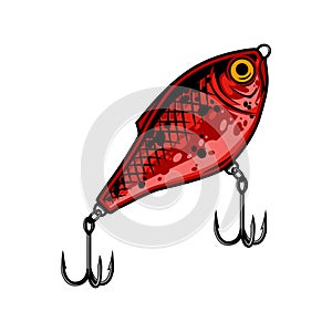 Red fishing lure vintage template