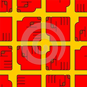 Red fist pattern seamless. Hand of man Vector background