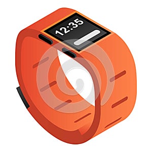 Red fitness tracker icon, isometric style