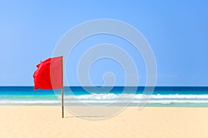 Red flag on the beach in Boavista, Cape Verde - Cabo Verde