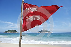 Red Flag Danger Ipanema Beach Rio de Janeiro Brazil photo