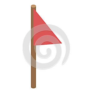 Red flag excursion icon, isometric style