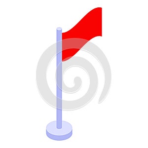 Red flag icon, isometric style