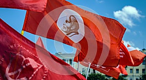 Red flag with Lenin