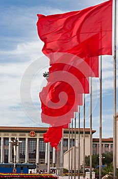 Red flag in Tiananmen Square, Beijing