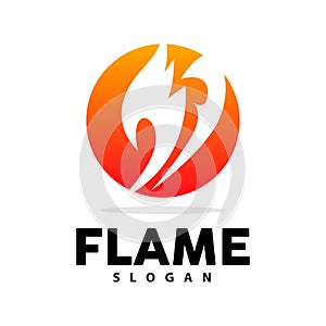 Red Flame Logo, Burning Heat Fire Vector, Fire Logo Template Icon Design