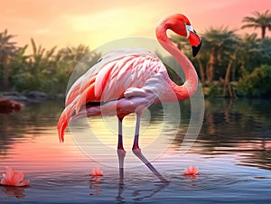 Red flamingo bird  Made With Generative AI illustration