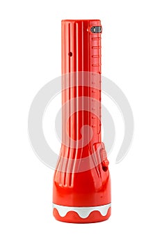 Red flashlight isolated on white background with clipping path