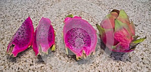 Red-Fleshed Dragon Fruit on Granite