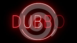 Red flickering and blinking animated neon sign for Dubbo