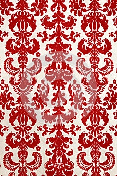 Red flock wallpaper pattern