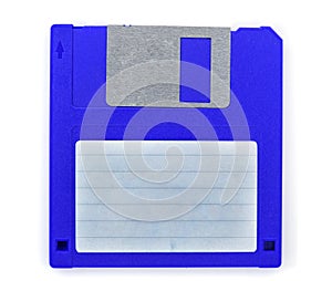 Red floppy disk with blank label