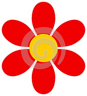 Red flower icon. Vector blossom clipart