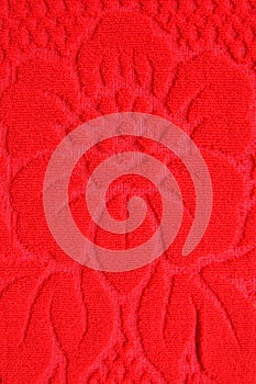 Red flower pattern wool textile