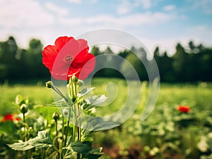 A red flower on a plant