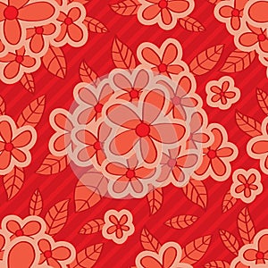 Red flower red background seamless pattern