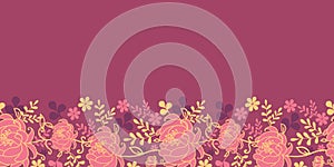 Red flowers and leaves horizontal seamless pattern