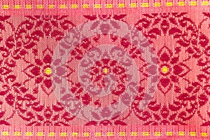 Red Flowers Pattern Thai Silk