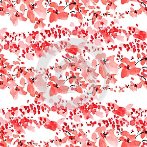 Red flowers seamless pattern