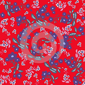 Red flowers seamless pattern