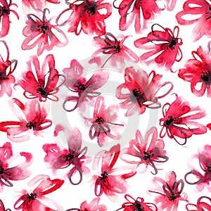 Red flowers seamless pattern