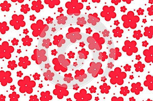 Red flowers seamless pattern on white background . Illustration design photo