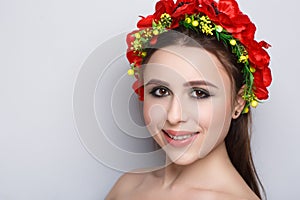 Red flowers wreath