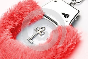Red fluffy handcuffs
