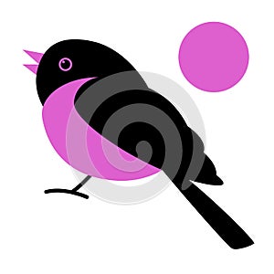 Red  flycatcher bird, vector illustratio, flat style