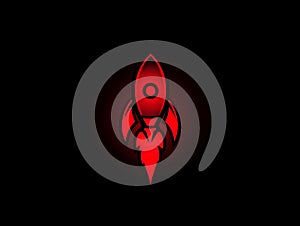 Red Flying Space Rocket Launch flight innovation Icon Logo