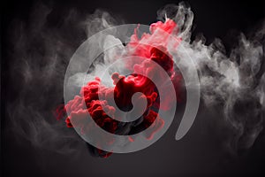 Red fog or smok. Realistic fog. Atmosphere mist effect and smoke clouds isolated on black background