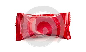 A Red Foil Wrapped Chocolate Truffles Isolated on a White Background