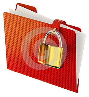 Red folder with golden hinged lock