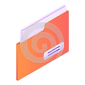 Red folder icon, isometric style