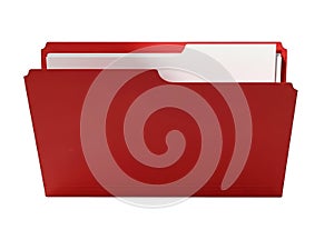 Red folder with white papers