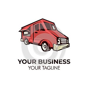 Red food truck logo template