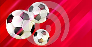 Red football background with soccer balls.
