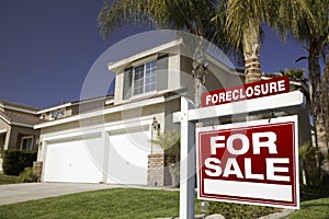 Red Foreclosure For Sale Real Estate Sign and Hous