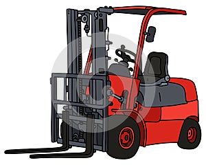 Red forklifts photo